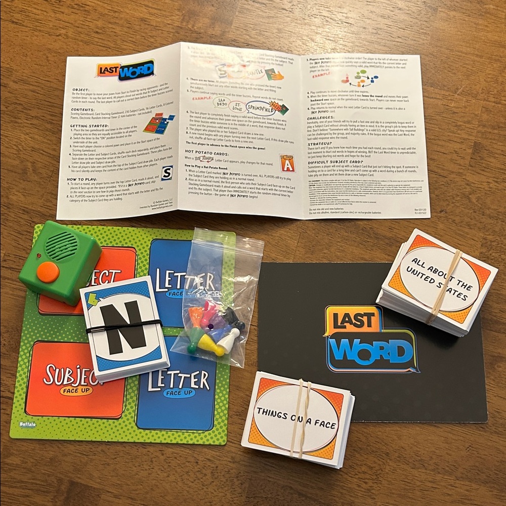 Last Word Board Game with Accessories